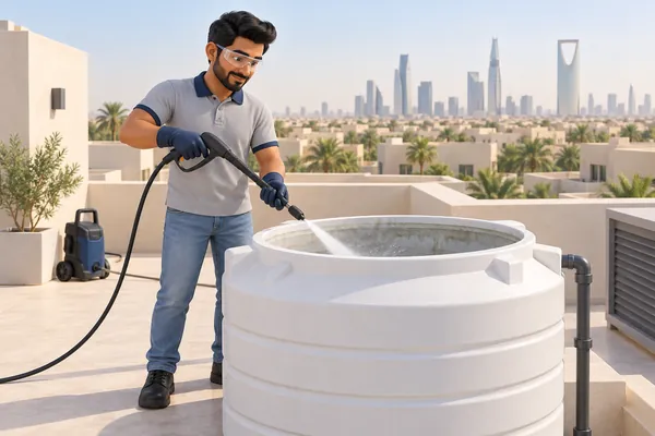 3D service illustration: Water-Tank Cleaning